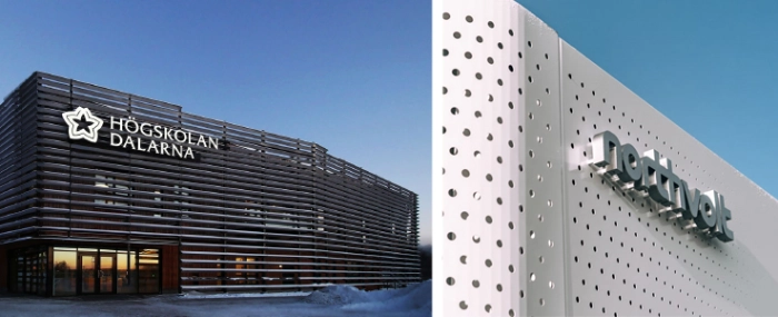 Hogskolan-Dalarna-Logo-on-Building-Northvolt-Logo-on-Building